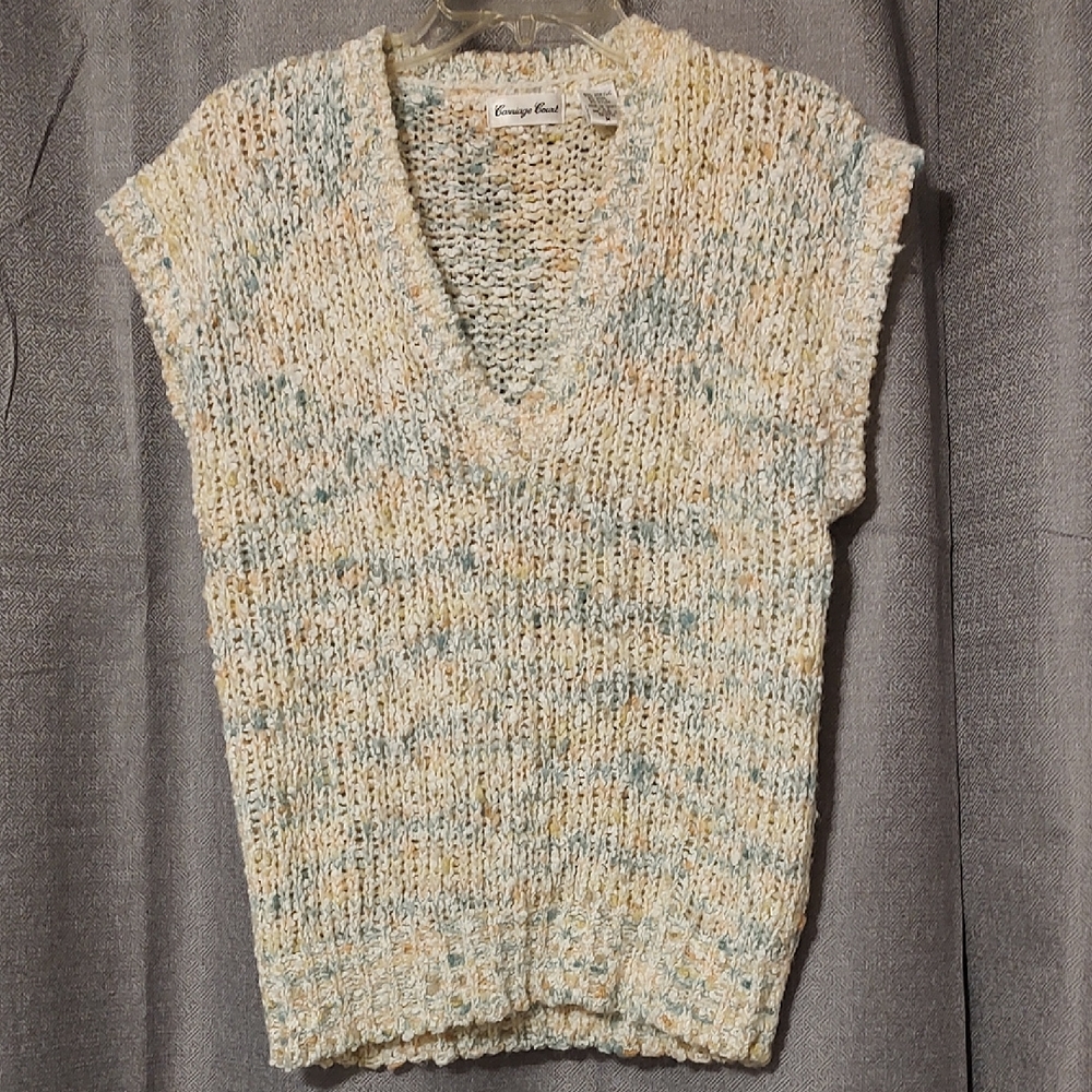 Vintage 1980's V-Neck Popcorn Sweater Vest Sz Medium